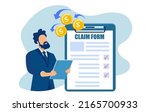 Vector of a business man filling out a claim form to get compensation 