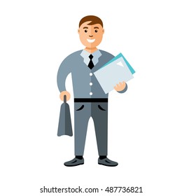 Vector Business man. Flat style colorful Cartoon illustration.