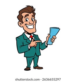 vector business man with flyer in hand