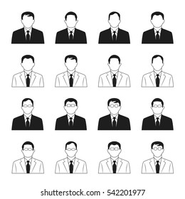 vector business man icons set on the white background.