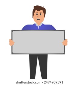 Vector business man
Illustration of a man holding a blank sign 
Vector image of a male businessman holding a blank sign