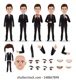 Vector Business Man With Parts Of The Body Template For Design Work