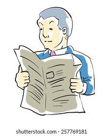 Vector of Business man read newspaper.
