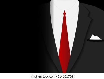 Vector : Business man with red tie and black suit