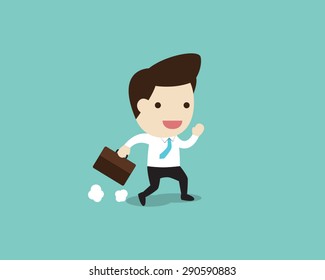 vector business man running  in flat design