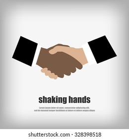 Vector : Business man shake hands on gray background