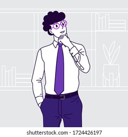 Vector de hombres de negocios pensando en algo seriamente.