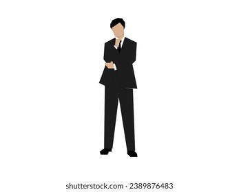 Vector business man wearing a black suit