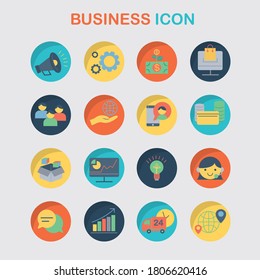 Vector Business Management - farbiges Flachsymbol Business Coaching Symbol Set. Online-Lernen. 