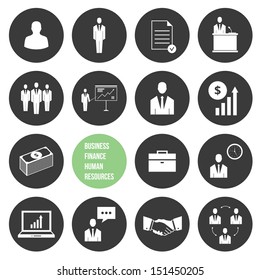 Vector Business Management and Human Resources Icons Set