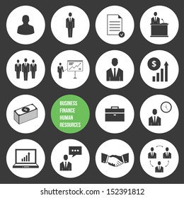 Vector Business Management and Human Resources Icons Set