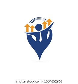 Vector business and map pointer logo design. Money and gps locator symbol or icon. Unique cash and	