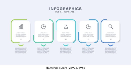 Vector business or marketing infographic template with 5 steps and line icons
