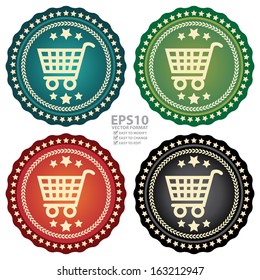 Vector : Business or Marketing Material for Online Business Present By Colorful Icon With Shopping Cart or Trolley Sign Isolated on White Background 