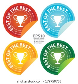Vector : Business or Marketing Material Present By Colorful Glossy Style Best of The Best Icon, Badge, Label or Sticker Isolated on White Background 