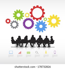 Vector of Business Meeting with Gears