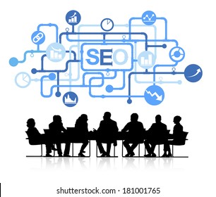 Vector of Business Meeting with SEO Network