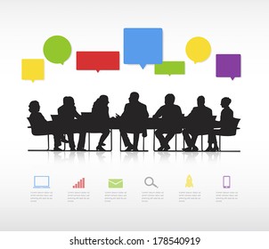 Vector of Business Meeting and Speech Bubbles