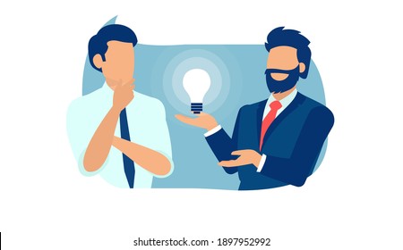 Vector de un hombre de negocios que busca ideas nuevas 