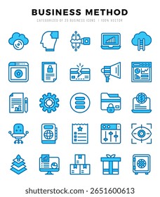Vector Business Method types icon set in Two Color style. vector illustration.