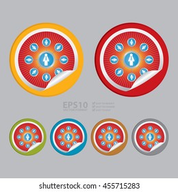 Vector : Business MLM Or Social Network Concept Infographics Icon on Circle Peeling Sticker