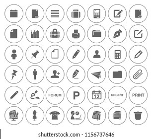 vector business office icons set - computer illustrations - phone sign and symbols