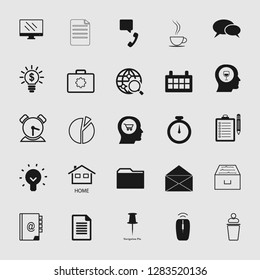 Vector business office icons set - computer and phone signs and symbols.