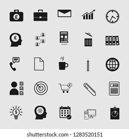 Vector business office icons set - computer and phone signs and symbols.