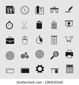 Vector business office icons set - computer and phone signs and symbols.