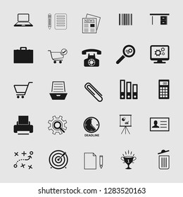Vector business office icons set - computer and phone signs and symbols.