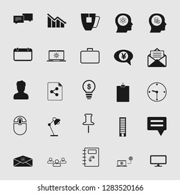 Vector business office icons set - computer and phone signs and symbols.