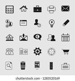 Vector business office icons set - computer and phone signs and symbols.
