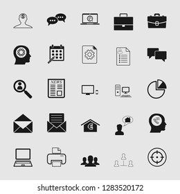 Vector business office icons set - computer and phone signs and symbols.