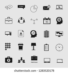 Vector business office icons set - computer and phone signs and symbols.