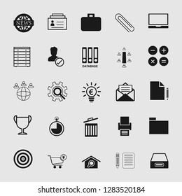 Vector business office icons set - computer and phone signs and symbols.
