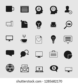 Vector business office icons set - computer and phone signs and symbols.