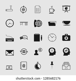 Vector business office icons set - computer and phone signs and symbols.