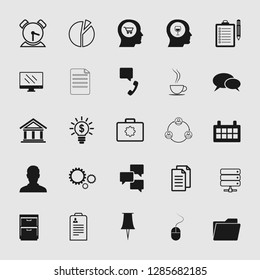 Vector business office icons set - computer and phone signs and symbols.