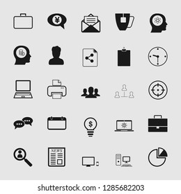 Vector business office icons set - computer and phone signs and symbols.