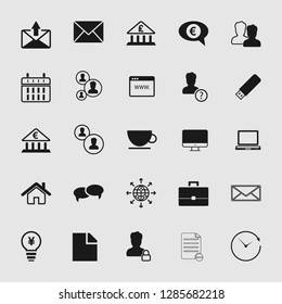 Vector business office icons set - computer and phone signs and symbols.
