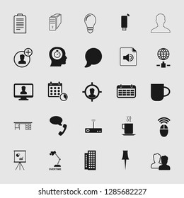Vector business office icons set - computer and phone signs and symbols.