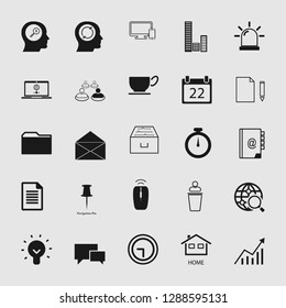 Vector business office icons set - computer and phone signs and symbols.