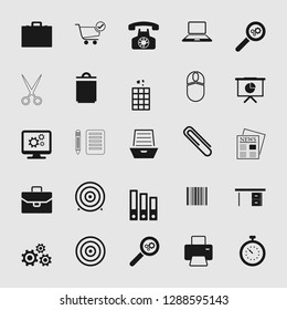 Vector business office icons set - computer and phone signs and symbols.