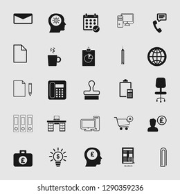 Vector business office icons set - computer and phone signs and symbols.