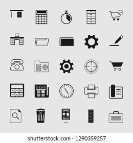 Vector business office icons set - computer and phone signs and symbols.