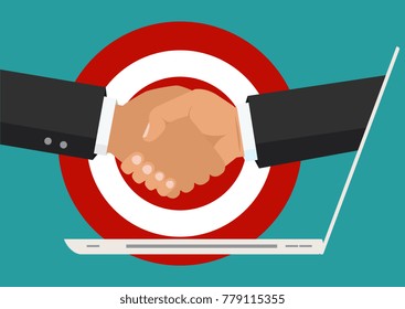 Vector business partnership illustration.  Flat design isolated on background