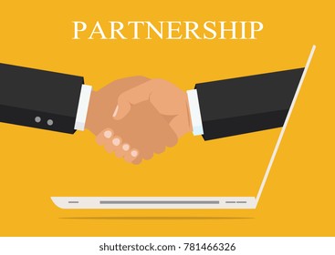 Vector business partnership illustration.  Flat design isolated on background