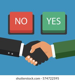 Vector business partnership illustration. Handshake. Symbol of success deal, happy business partnership, agreement. Flat design isolated on background