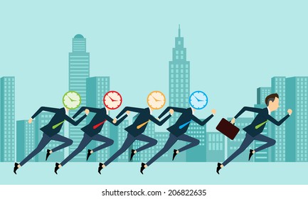Vector business people competitive with business time