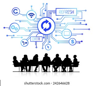 Vector of Business People Discussing Data Reloading